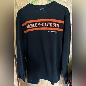 Vintage Men’s Harley Davidson black/orange ribbed long sleeve sweater